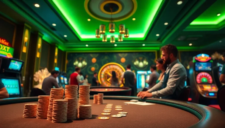 Experience the thrill of online gaming with https://okwin.ae.org/ featuring vibrant casino settings, poker games, and roulette wheels.