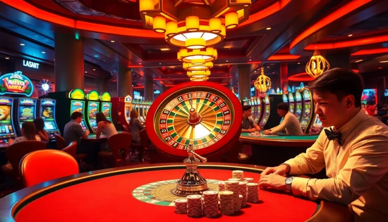 Experience the thrill of "liên minh okwin" as players engage in high-stakes gambling at a vibrant casino.