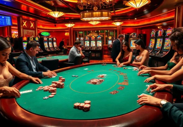 Experience the excitement of gambling at https://ea77.lat/, featuring tables of intense poker action and spinning roulette wheels.